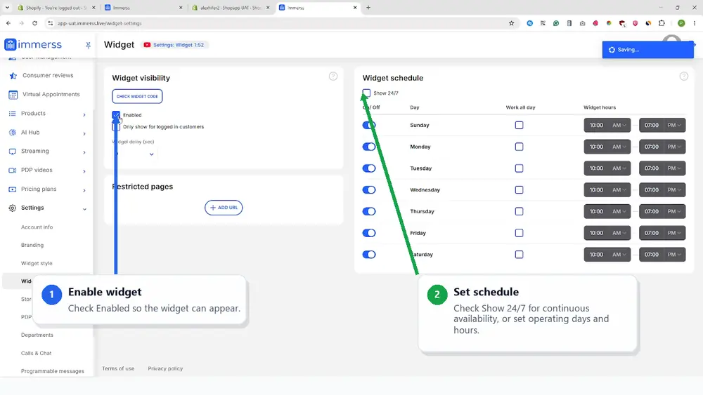 Widget visibility &amp; schedule