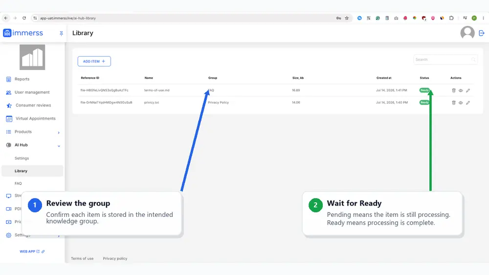 Confirm Library status