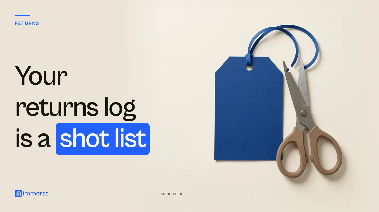 Your returns log is a shot list. A large blank tag with its string loop snipped through, a pair of open scissors lying beside it